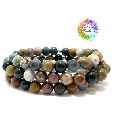 JASPE OCEAN - GRADE 1A - MADAGASCAR - 8MM - BRACELET LITHOTHÉRAPIE