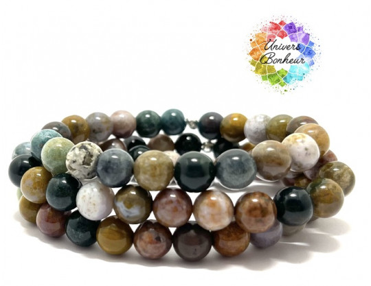 JASPE OCEAN - GRADE 1A - MADAGASCAR - 8MM - BRACELET LITHOTHÉRAPIE