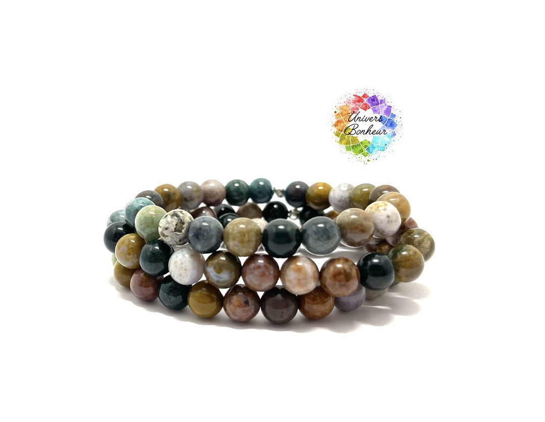 JASPE OCEAN - GRADE 1A - MADAGASCAR - 8MM - BRACELET LITHOTHÉRAPIE