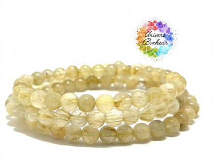 QUARTZ RUTILE - GRADE 1A - BRESIL - 6MM - BRACELET LITHOTHÉRAPIE