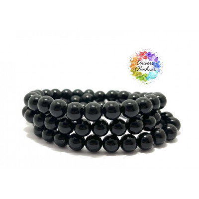 OBSIDIENNE NOIRE - GRADE 3A - BRESIL - 8 MM - BRACELET LITHOTHÉRAPIE