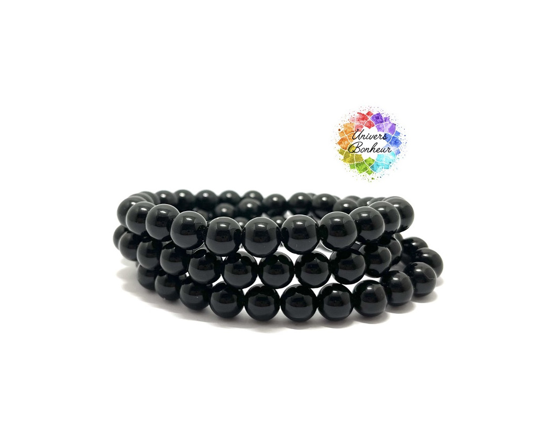 OBSIDIENNE NOIRE - GRADE 3A - BRESIL - 8 MM - BRACELET LITHOTHÉRAPIE