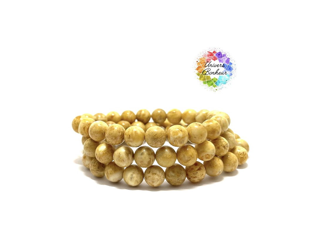 AMBRE JAUNE LAITEUSE- BALTIQUE - 8MM - BRACELET LITHOTHÉRAPIE