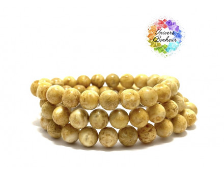 AMBRE JAUNE LAITEUSE- BALTIQUE - 8MM - BRACELET LITHOTHÉRAPIE