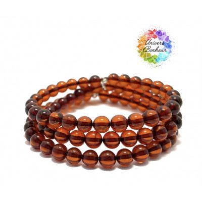 AMBRE COGNAC BALTIQUE - 6MM - BRACELET LITHOTHÉRAPIE