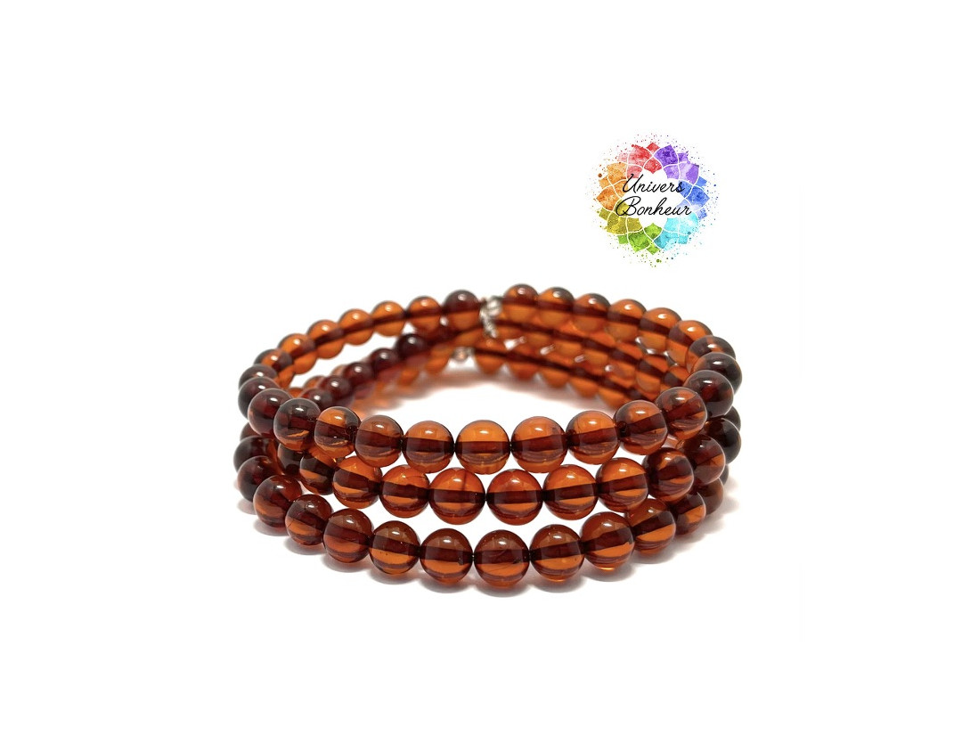 AMBRE COGNAC BALTIQUE - 6MM - BRACELET LITHOTHÉRAPIE