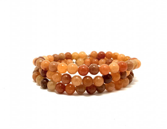 AVENTURINE ORANGE MULTI-TONS 6 MM - BRACELET LITHOHTÉRAPIE