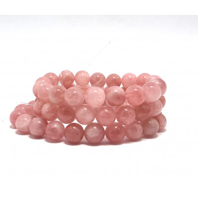 QUARTZ ROSE EXTRA MADAGASCAR 10 MM - BRACELET LITHOTHÉRAPIE