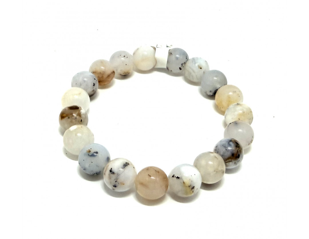 OPALE DENDITRIQUE 10MM - BRACELET LITHOTHÉRAPIE