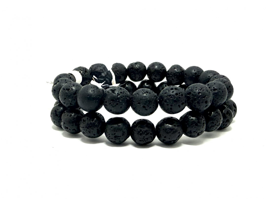 PIERRE DE LAVE 10 MM - BRACELET LITHOTHÉRAPIE