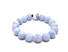 CALCÉDOINE - AGATE BLUE LACE 10 MM - BRACELET LITHOTHÉRAPIE