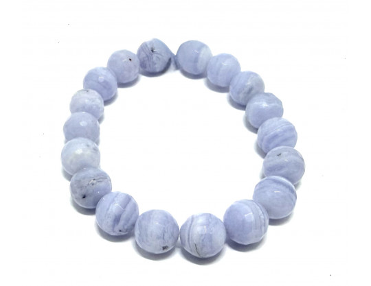 CALCÉDOINE - AGATE BLUE LACE 10 MM - BRACELET LITHOTHÉRAPIE