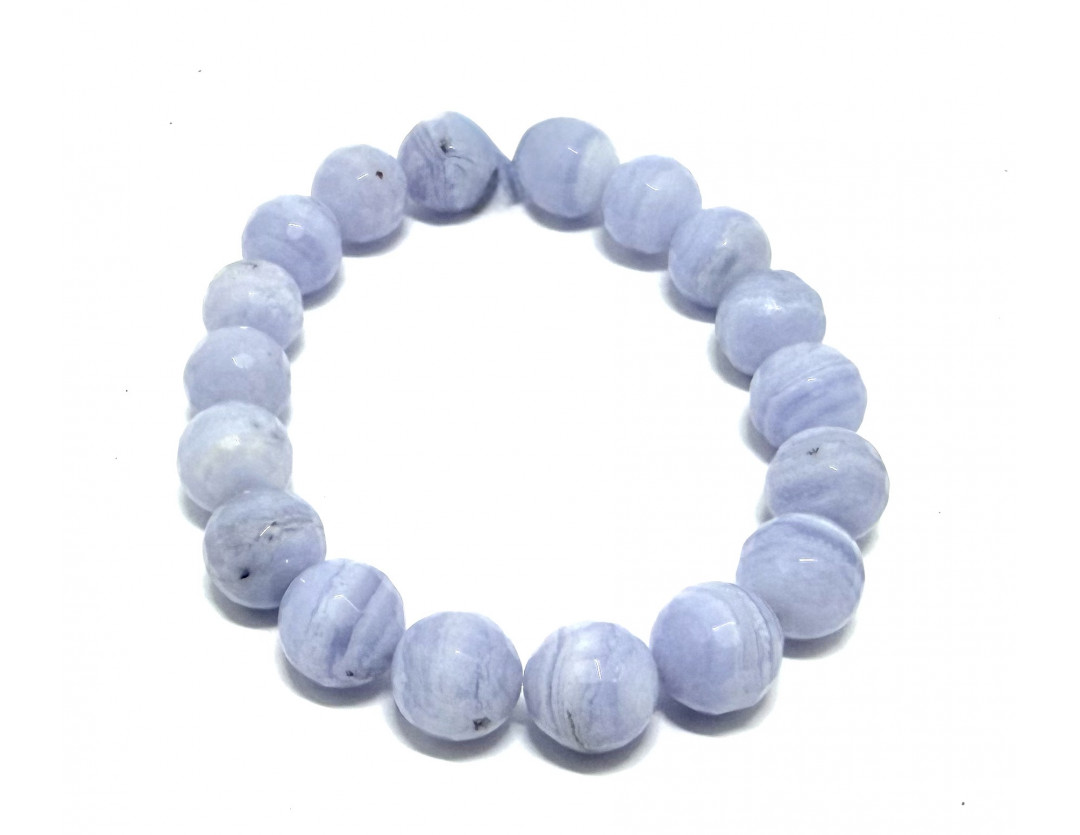 CALCÉDOINE - AGATE BLUE LACE 10 MM - BRACELET LITHOTHÉRAPIE