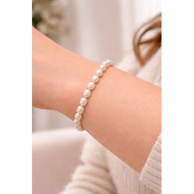 PERLE DE RIVIÈRE IRRÉGULIÈRE  6MM - BRACELET LITHOTHÉRAPIE