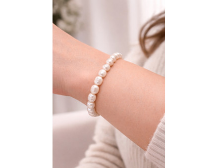 PERLE DE RIVIÈRE IRRÉGULIÈRE  8MM - BRACELET LITHOTHÉRAPIE