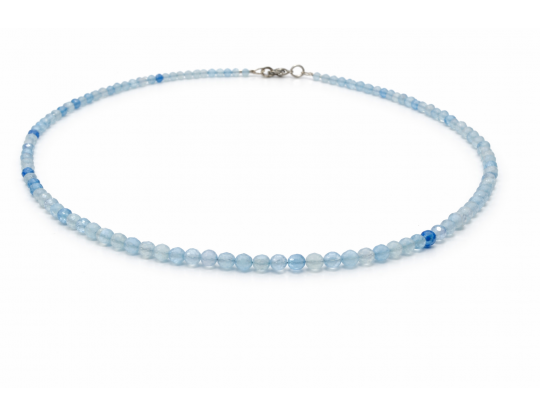 COLLIER CRÉATION 3-4MM AIGUE MARINE FACETTE
