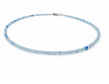 COLLIER CRÉATION 3-4MM AIGUE MARINE FACETTE