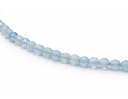 COLLIER CRÉATION 3-4MM AIGUE MARINE FACETTE