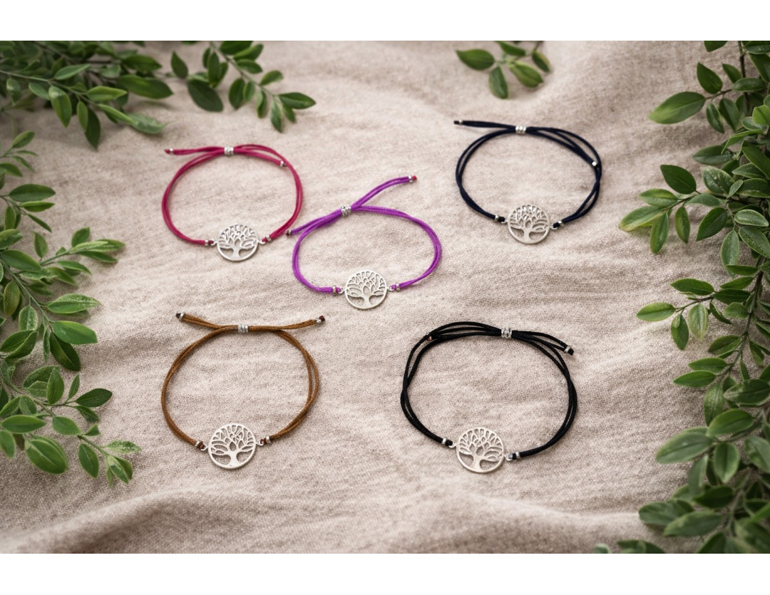 BRACELET SATIN & ARBRE DE VIE EN ARGENT 925