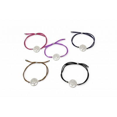 BRACELET SATIN & ARBRE DE VIE EN ARGENT 925