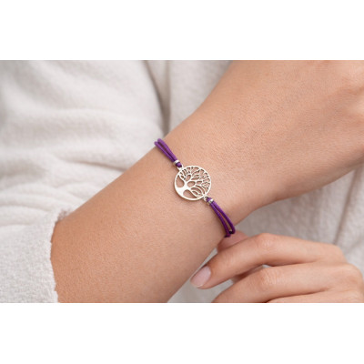 BRACELET SATIN & ARBRE DE VIE EN ARGENT 925
