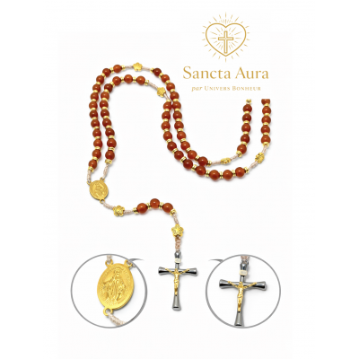 CHAPELET CRÉATION - SANCTA AURA PAR UNIVERS BONHEUR -  CORNALINE 6 MM