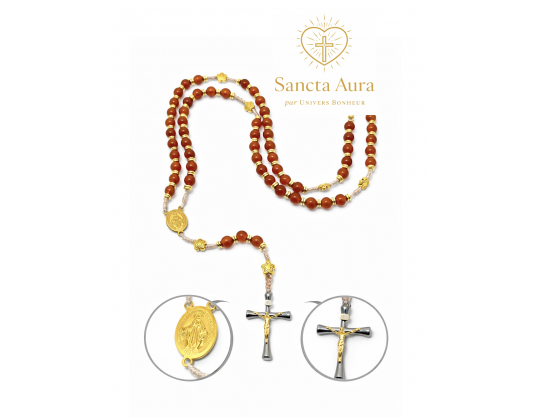CHAPELET CRÉATION - SANCTA AURA PAR UNIVERS BONHEUR -  CORNALINE 6 MM