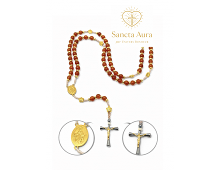 CHAPELET CRÉATION - SANCTA AURA PAR UNIVERS BONHEUR -  CORNALINE 6 MM