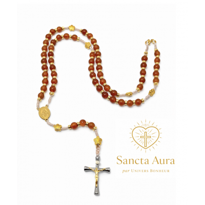 CHAPELET CRÉATION - SANCTA AURA PAR UNIVERS BONHEUR -  CORNALINE 6 MM