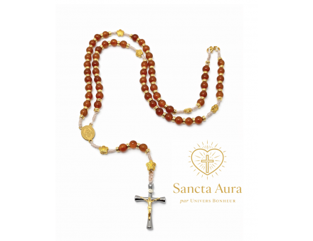CHAPELET CRÉATION - SANCTA AURA PAR UNIVERS BONHEUR -  CORNALINE 6 MM