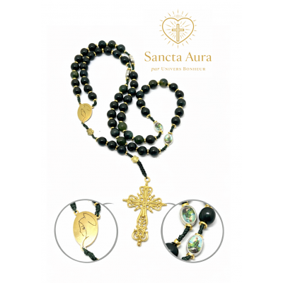 CHAPELET CRÉATION - SANCTA AURA PAR UNIVERS BONHEUR -  AGATE MOUSSE 8MM