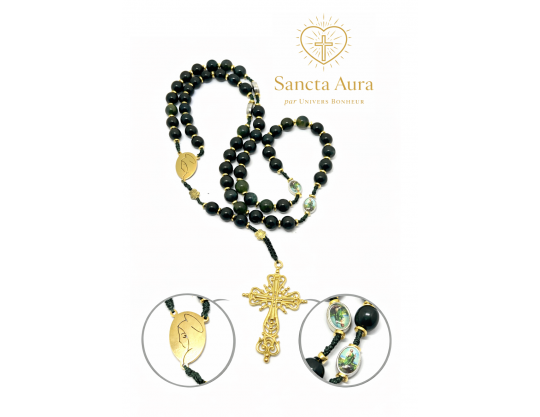 CHAPELET CRÉATION - SANCTA AURA PAR UNIVERS BONHEUR -  AGATE MOUSSE 8MM