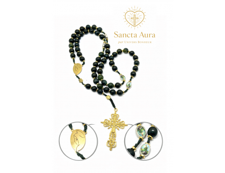 CHAPELET CRÉATION - SANCTA AURA PAR UNIVERS BONHEUR -  AGATE MOUSSE 8MM