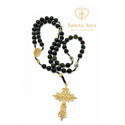 CHAPELET CRÉATION - SANCTA AURA PAR UNIVERS BONHEUR -  AGATE MOUSSE 8MM