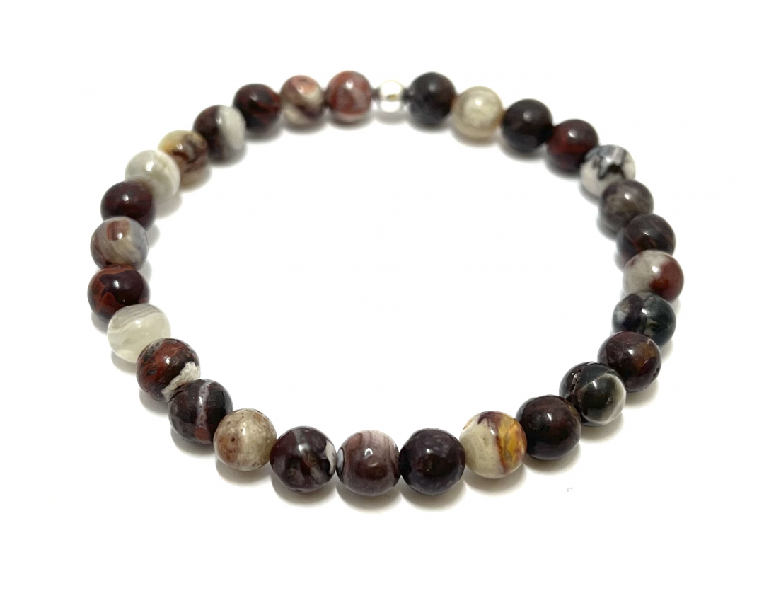 AGATE CRASY LACE ROUGE 6 MM - BRACELET LITHOTHÉRAPIE