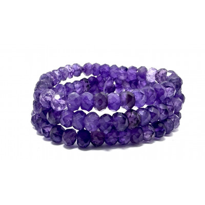 AMÉTHYSTE RONDELLE FACETTE EXTRA - BRACELET LITHOTHÉRAPIE