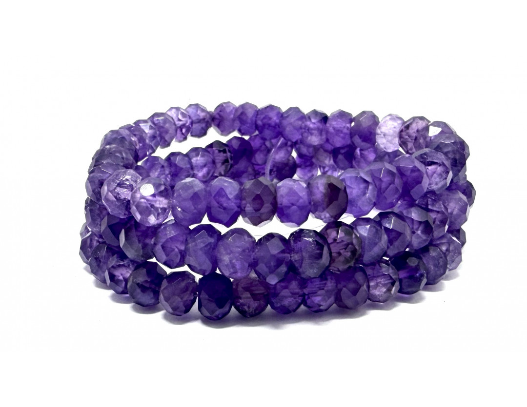 AMÉTHYSTE RONDELLE FACETTE EXTRA - BRACELET LITHOTHÉRAPIE