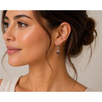 BOUCLE CRÉATION AMÉTHYSTE & CRISTAL HERKIMER