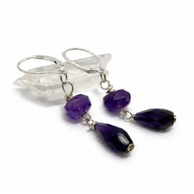 BOUCLE CRÉATION AMÉTHYSTE DOUBLE PENDANTE