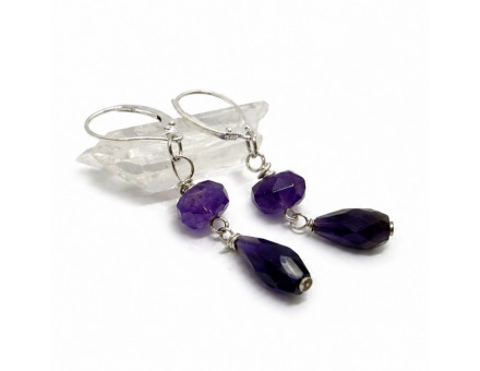 BOUCLE CRÉATION AMÉTHYSTE DOUBLE PENDANTE