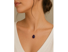 COLLIER CRIN ET PERLE GOUTTE AMÉTHYSTE FACETTE