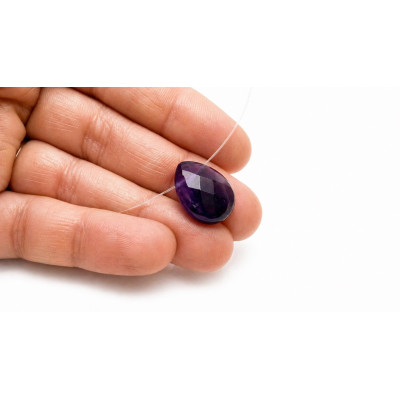 COLLIER CRIN ET PERLE GOUTTE AMÉTHYSTE FACETTE