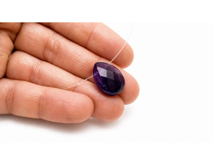 COLLIER CRIN ET PERLE GOUTTE AMÉTHYSTE FACETTE