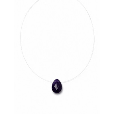 COLLIER CRIN ET PERLE GOUTTE AMÉTHYSTE FACETTE