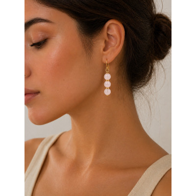 BOUCLE CRÉATION QUARTZ ROSE FACETTE 8 MM