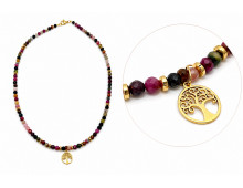 COLLIER TOURMALINE MELON FACETTE 4MM & ARBRE DE VIE