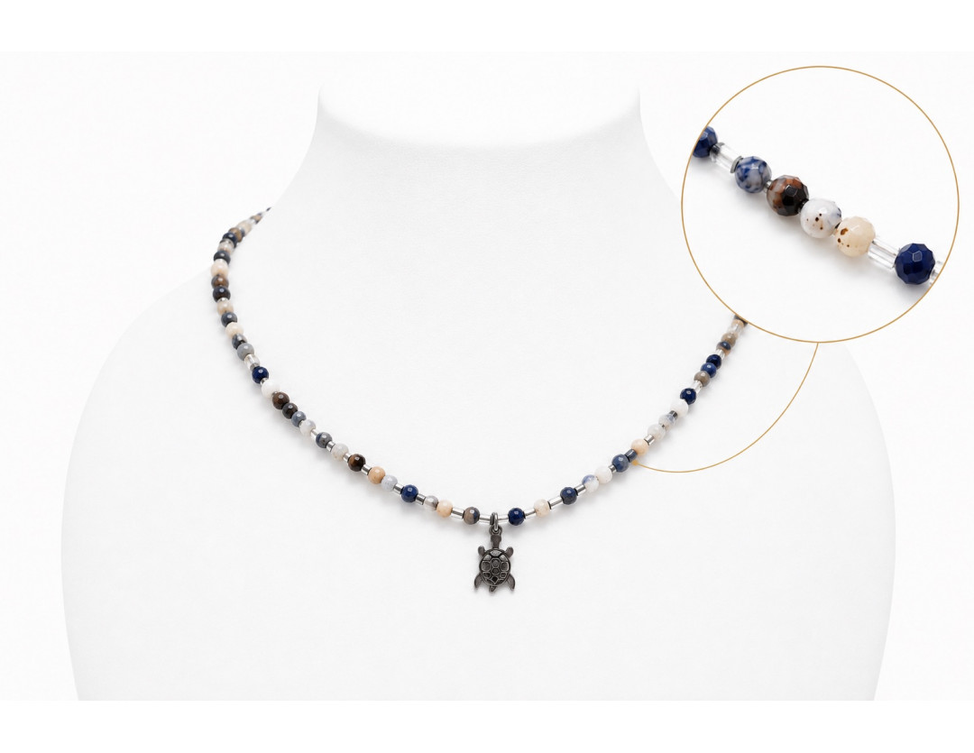 COLLIER SODALITE 2 MM FACETTE  CRÉATION