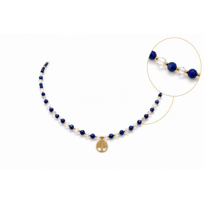 COLLIER LAPIS LAZULI 4 MM FACETTE  CRÉATION