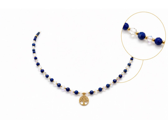 COLLIER LAPIS LAZULI 4 MM FACETTE  CRÉATION