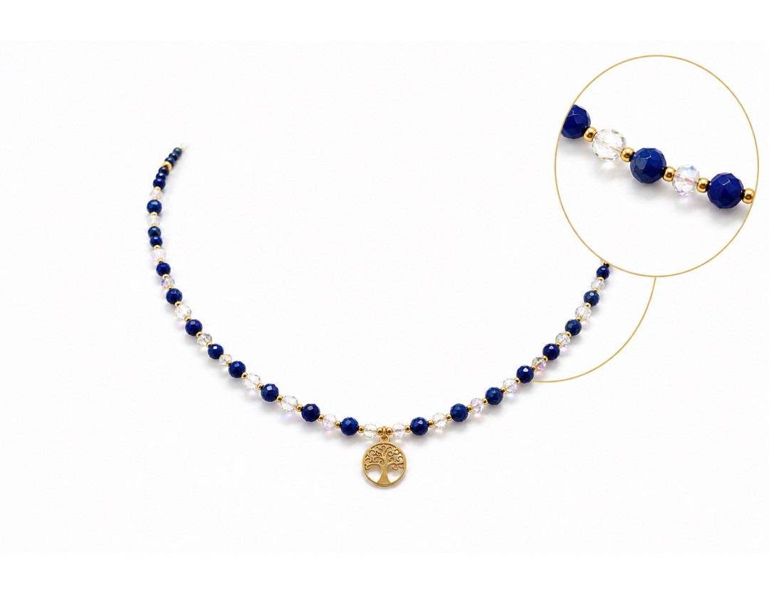 COLLIER LAPIS LAZULI 4 MM FACETTE  CRÉATION